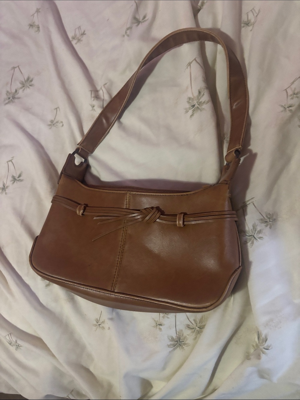 Chateau Tan Knotted-Trim Shoulder Bag